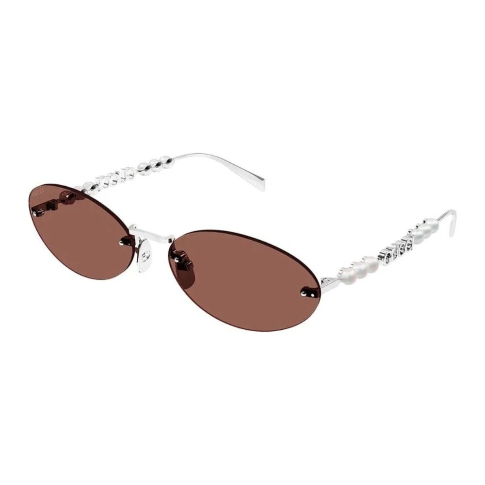 NEW GUCCI SUNGLASSES SILVER WOMEN OVAL EYEWEAR GUCCI GG1922S 002